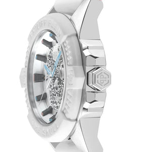 Philipp Plein The Skull White Dial White Silicone Strap Watch for Men - PWAAA1521
