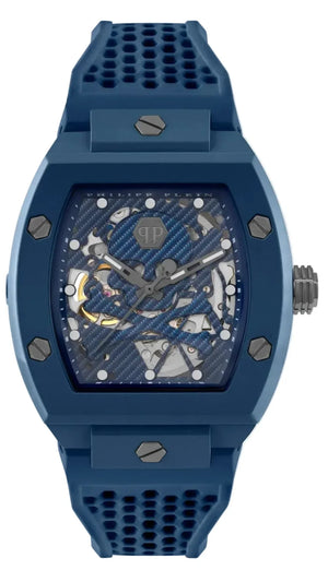 Philipp Plein The SKeleton Blue Dial Blue Silicone Strap Watch for Men - PWVBA0323