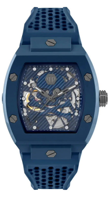 Philipp Plein The SKeleton Blue Dial Blue Silicone Strap Watch for Men - PWVBA0323