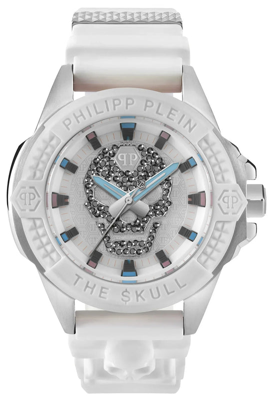 Philipp Plein The Skull White Dial White Silicone Strap Watch for Men - PWAAA1521