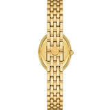 Tory Burch Oval Mother of Pearl Dial Gold Steel Strap Watch for Women - TBW6034