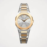 D1 Milano Ultra Thin Silver Dial Two Tone Steel Strap Watch for Women - D1-UTBL34