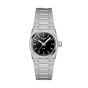 Tissot PRX Quartz Diamonds Black Dial Silver Steel Strap Watch for Women - T137.010.11.056.00