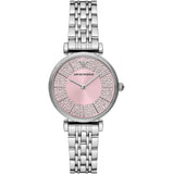 Emporio Armani Gianni T-Bar Pink Dial Silver Steel Strap Watch for Women - AR11686