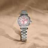 Emporio Armani Gianni T-Bar Pink Dial Silver Steel Strap Watch for Women - AR11686