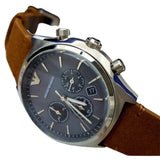 Emporio Armani Zeta Chronograph Gray Dial Brown Leather Strap Watch for Men - AR11080