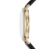 Emporio Armani Minimalist Green Dial Black Leather Strap Watch for Men - AR11601