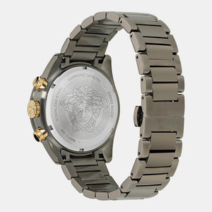 Versace Greca Dome Chronograph Black Dial Grey Steel Strap Watch for Men - VE6K00623