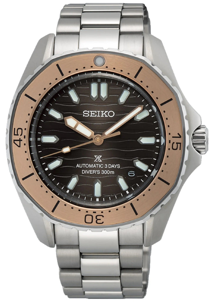 Seiko Prospex Polygonal Sea Diver Automatic Black Dial Silver Steel Strap Watch for Men - SPB485J1