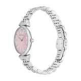 Emporio Armani Gianni T-Bar Pink Dial Silver Steel Strap Watch for Women - AR11686