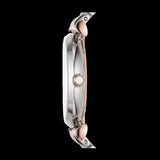 Emporio Armani Gianni T Bar Silver Dial Two Tone Steel Strap Watch for Women - AR11537