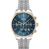 Hugo Boss Avery Chronograph Blue Dial Silver Steel Strap Watch for Men - 1514158