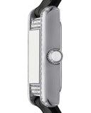 Emporio Armani Classic Crystals Silver Dial Black Leather Strap Watch for Women - AR11660