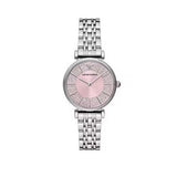 Emporio Armani Gianni T-Bar Pink Dial Silver Steel Strap Watch for Women - AR11686