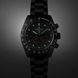 Seiko Prospex Speedtimer The Black Series Limited Edition Black Dial Black Steel Strap Watch for Men - SSC917