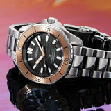 Seiko Prospex Polygonal Sea Diver Automatic Black Dial Silver Steel Strap Watch for Men - SPB485J1
