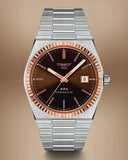 Tissot PRX Powermatic 80 18K Gold Brown Dial Silver Steel Strap Watch for Men - T931.407.41.291.00