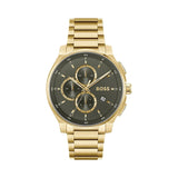 Hugo Boss Peak Chronograph Olive Green Dial Gold Steel Strap Watch for Men - 1514190