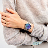 D1 Milano Ultra Thin Chromo Purple Sync Dial Silver Steel Strap Watch for Women - D1-UTBJ43