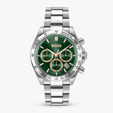 Hugo Boss Hero 2.0 Chronograph Green Dial Silver Steel Strap Watch for Men - 1514268