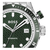 Hugo Boss Bossmatic Automatic Green Dial Silver Steel Strap Watch for Men - 1514178
