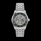 Hugo Boss Principle Skeleton Green Dial Silver Steel Strap Watch for Men - 1514236