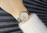 Emporio Armani Gianni T-Bar Beige Dial Two Tone Steel Strap Watch for Women - AR11702