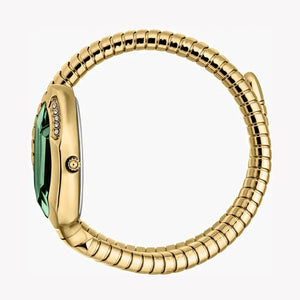 Just Cavalli Serpente Metallica Green Dial Gold Steel Strap Watch for Women - JC1L223M0035