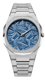 D1 Milano Ultra Thin Olympic Blue Dial Silver Steel Strap Watch for Men - D1-UTBJ35