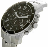 Fossil Grant Sport Chronograph Black Dial Silver Steel Strap Watch for Men - FS5236