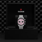 Tudor Black Bay Chrono Pink Dial Silver Steel Strap Watch for Men - M79360N-0019