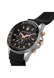 Maserati SFIDA 44mm Black Silicon Chronograph Watch For Men - R8871640002