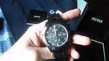 Hugo Boss Talent Chronograph Ceramic Black Dial Black Steel Strap Watch for Men - 1513581