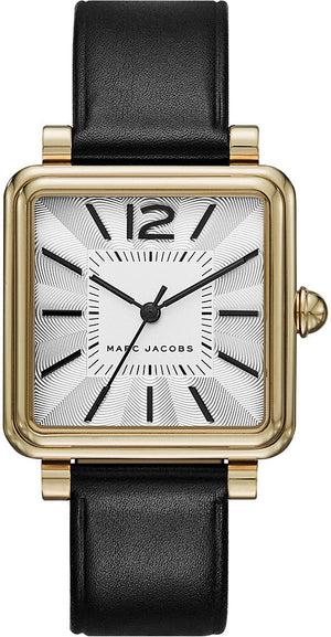 Marc Jacobs Vic Silver Dial Black Leather Strap Watch for Women - MJ1437