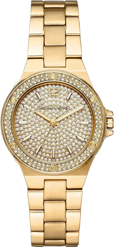 Michael Kors Lennox Three Hand Gold Dial Gold Steel Strap Watch For Women - MK7289