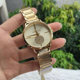 Michael Kors Portia Gold Dial Gold Steel Strap Watch for Women - MK3639