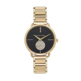 Michael Kors Portia Black Dial Gold Steel Strap Watch for Women - MK3788