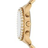 Michael Kors Berkley Chronograph Black Dial Gold Steel Strap Watch For Women - MK7414