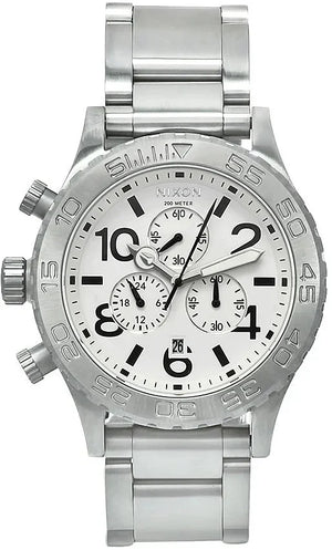 Nixon 51-30 Chrono White Dial Silver Steel Strap Watch for Men - A083-100
