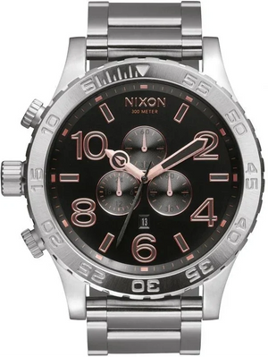 Nixon 51-30 Chrono Grey Dial Silver Steel Strap Watch for Men - A083-2064