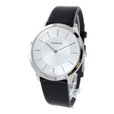 Calvin Klein Minimalist White Dial Black Leather Strap Watch for Men - K3M211C6