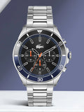 Lacoste Tiebreaker Chronograph Black Dial Silver Steel Strap Watch for Men - 2011155
