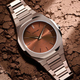 D1 Milano Ultra Thin Brown Dial Gold Steel Strap Watch for Unisex - D1-UTBJ10