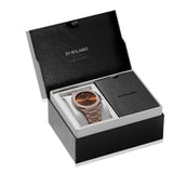 D1 Milano Ultra Thin Brown Dial Gold Steel Strap Watch for Unisex - D1-UTBJ10