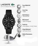Lacoste 12.12 Chronograph Black Dial Black Silicone Strap Watch for Men - 2010972