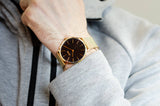 Hugo Boss Horizon Quartz Black Dial Gold Mesh Bracelet Watch For Men - HB1513735