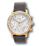 Fossil Goodwin Chronograph White Dial Brown Leather Strap Watch for Men - FS5415