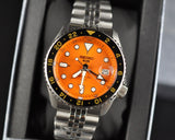 Seiko 5 Sports Automatic Orange Dial Silver Steel Strap Watch For Men - SRPD59K1