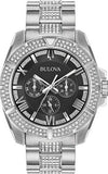 Bulova Crystal Collection Chronograph Black Dial Two Tone Steel Strap Watch for Men - 96C126