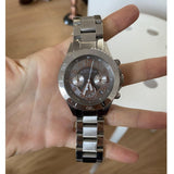 Marc Jacobs Rock Chronograph Mother of Pearl Grey Dial Silver Steel Strap Watch for Women - MBM3250